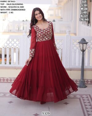 Faux Blooming Designer Gown With Sequins And Zari Work For Women