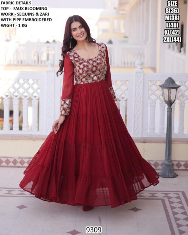 Faux Blooming Designer Gown With Sequins And Zari Work For Women