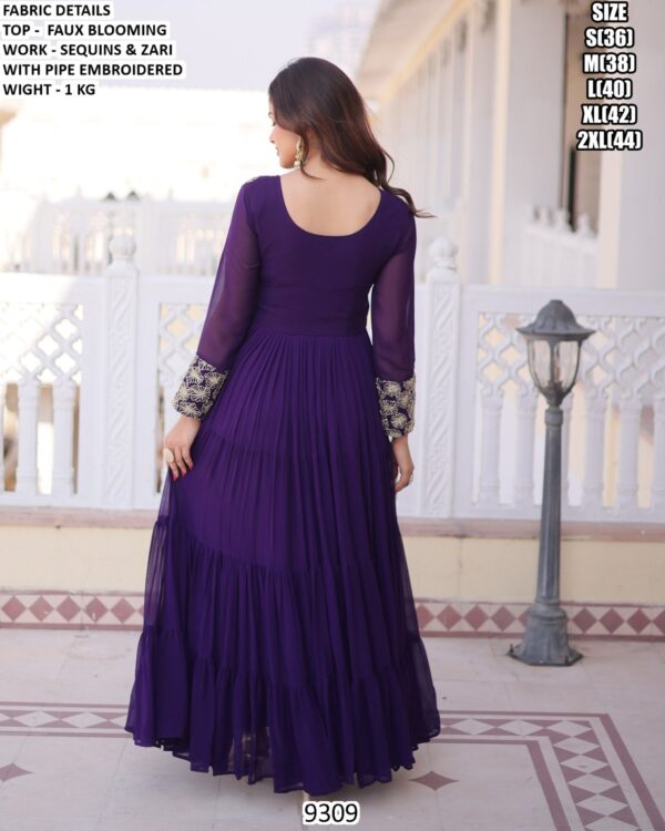 Faux Blooming Designer Gown With Sequins And Zari Work For Women