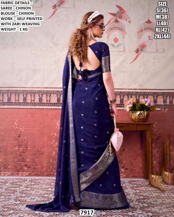 Elegant Chinon Saree For Festive And Traditional Wear