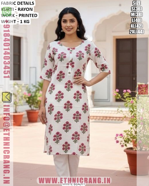 Printed Rayon Daily Wear Kurti For Women