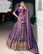 Women’s Designer Tasar Silk Lehenga Set With Gotta Patti Lace