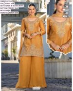 Women Elegant Party Wear Palazzo Suit With Embroidered Kurta
