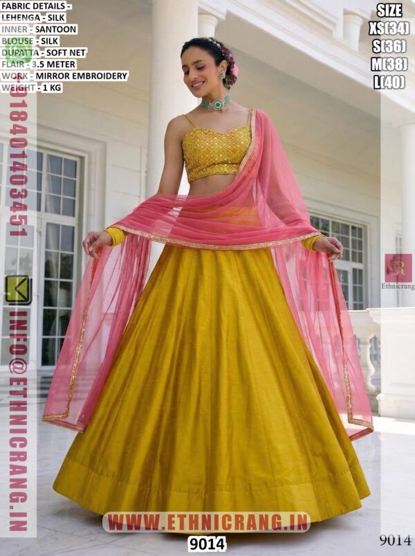 Designer Silk Lehenga Choli For Women With Mirror Work