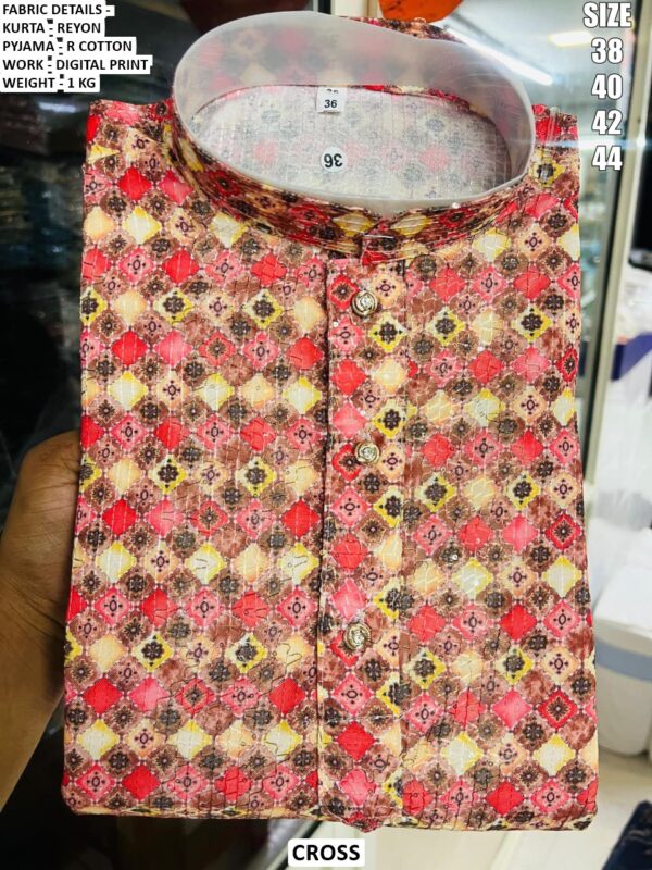 Men’s Festive Rayon Kurta Set With Digital Print Design