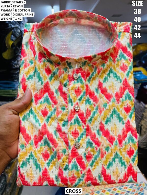 Men’s Festive Rayon Kurta Set With Digital Print Design