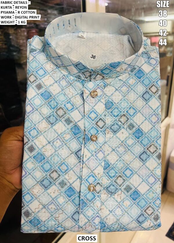 Men’s Festive Rayon Kurta Set With Digital Print Design