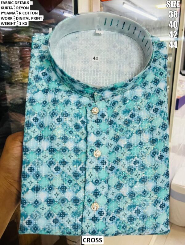 Men’s Festive Rayon Kurta Set With Digital Print Design