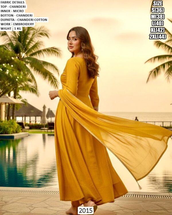 Mustard Chanderi Embroidered Suit Set With Dupatta For Women