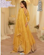 Women’s Jacquard Silk Party Wear Gown With Embroidered Dupatta