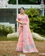 Soft Linen Saree For Women With Woven Border Detail