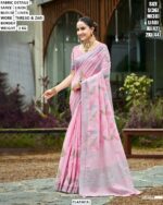 Soft Linen Saree For Women With Woven Border Detail