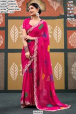 Premium Party Wear Chiffon Saree For Women With Embroidery