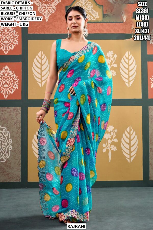 Premium Party Wear Chiffon Saree For Women With Embroidery
