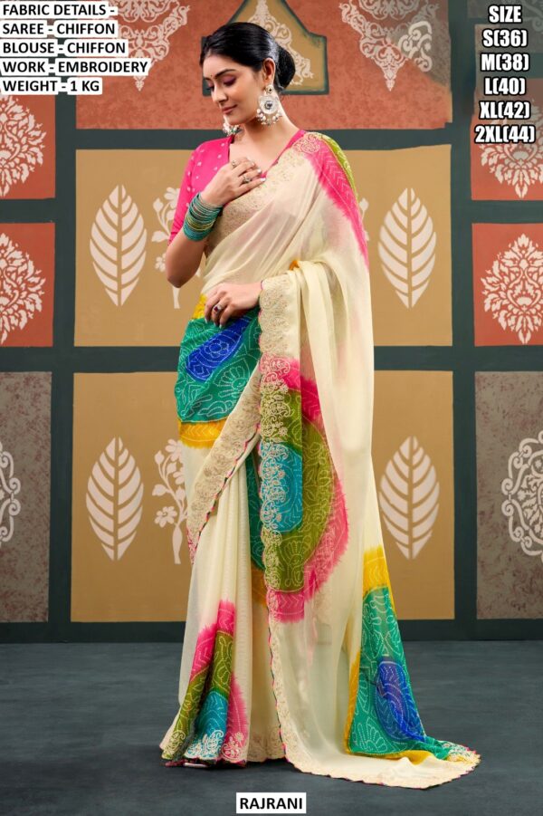 Premium Party Wear Chiffon Saree For Women With Embroidery