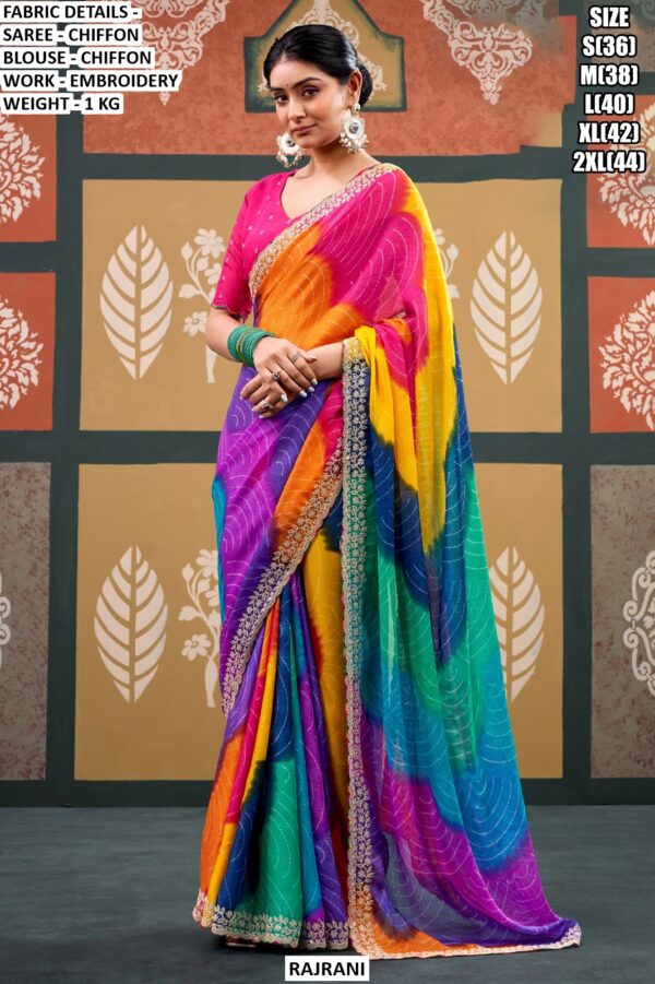 Premium Party Wear Chiffon Saree For Women With Embroidery