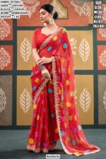 Premium Party Wear Chiffon Saree For Women With Embroidery
