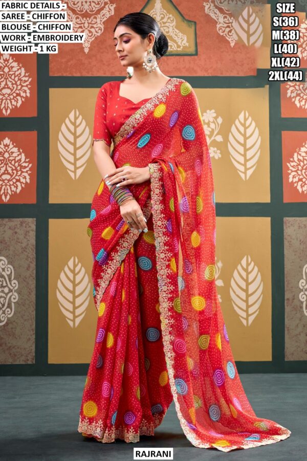 Premium Party Wear Chiffon Saree For Women With Embroidery