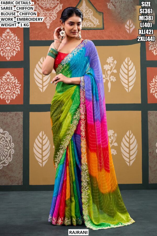 Premium Party Wear Chiffon Saree For Women With Embroidery