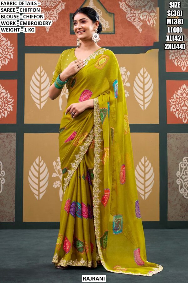 Premium Party Wear Chiffon Saree For Women With Embroidery