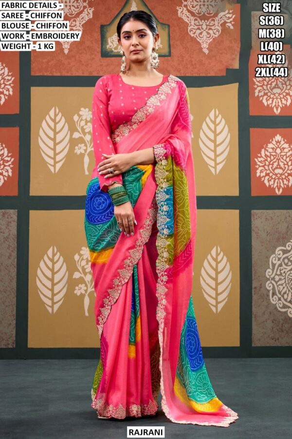 Premium Party Wear Chiffon Saree For Women With Embroidery