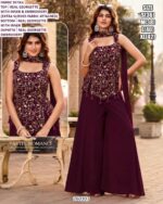 Women’s Real Georgette Party Wear Suit Set With Embroidered Top And Dupatta