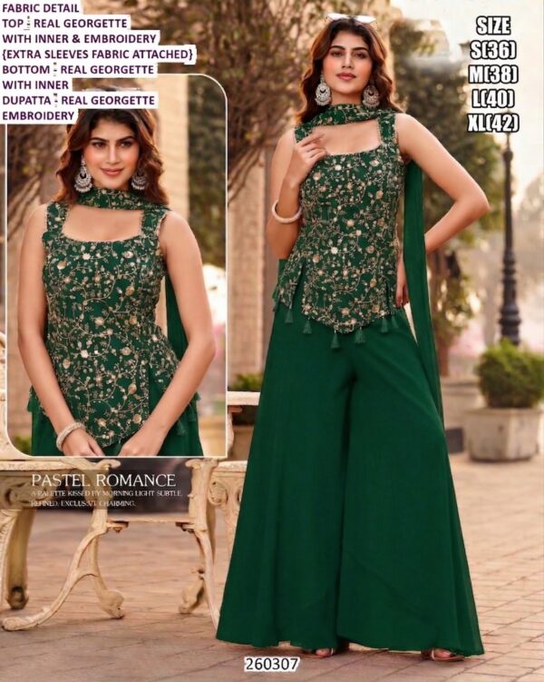 Women’s Real Georgette Party Wear Suit Set With Embroidered Top And Dupatta