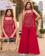 Women’s Real Georgette Party Wear Suit Set With Embroidered Top And Dupatta