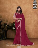 Crystal Satin Saree For Women With Sequin Embellished Border