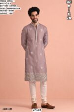 Men’s Velvet Kurta Pajama Set With Embroidery And Printed Work