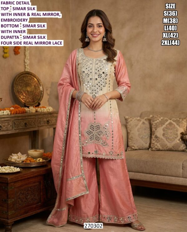 Designer Fendy Silk Embroidered Suit Set With Dupatta For Women