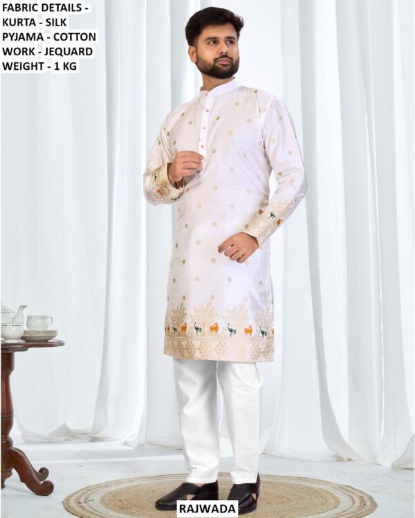 Matching Father Son Kurta Pajama Set With Jacquard Design
