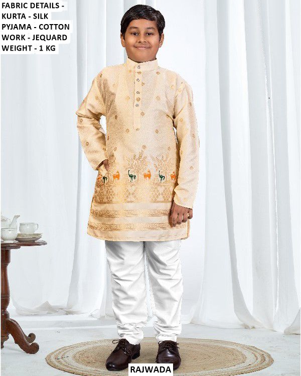 Matching Father Son Kurta Pajama Set With Jacquard Design