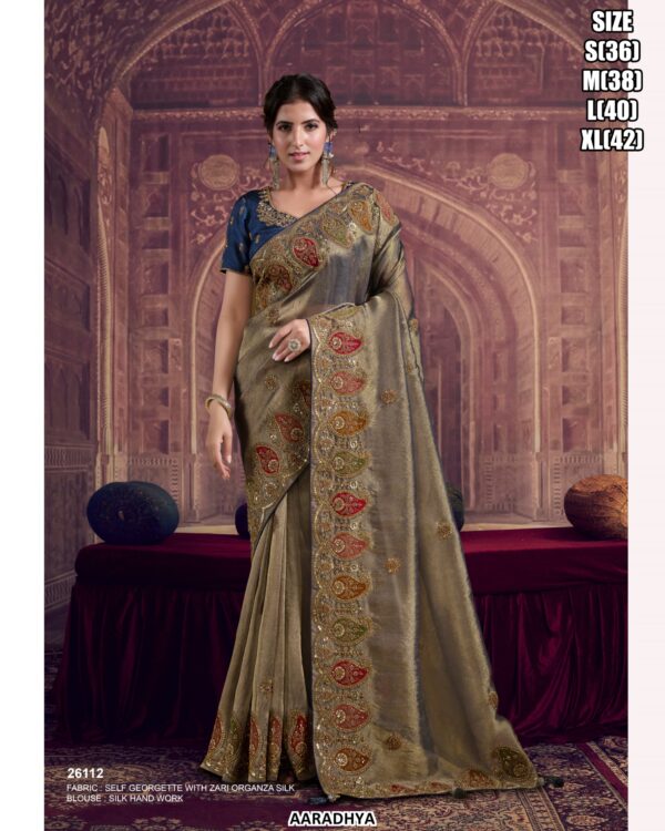 Elegant Organza Saree With Silk Handwork Blouse For Women