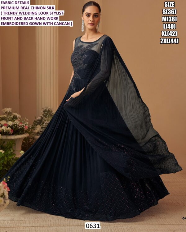 Premium Party Wear Embroidered Gown For Women With Cancan