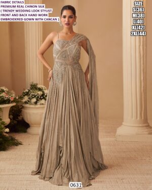 Premium Party Wear Embroidered Gown For Women With Cancan