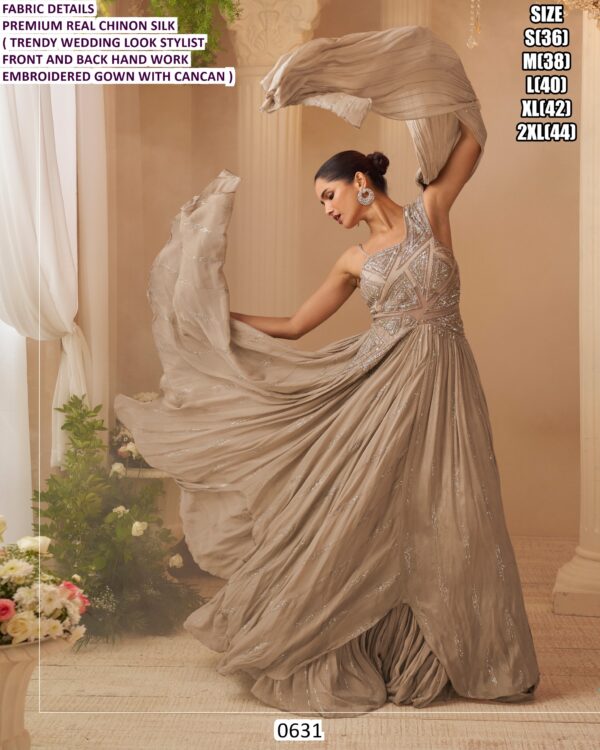 Premium Party Wear Embroidered Gown For Women With Cancan