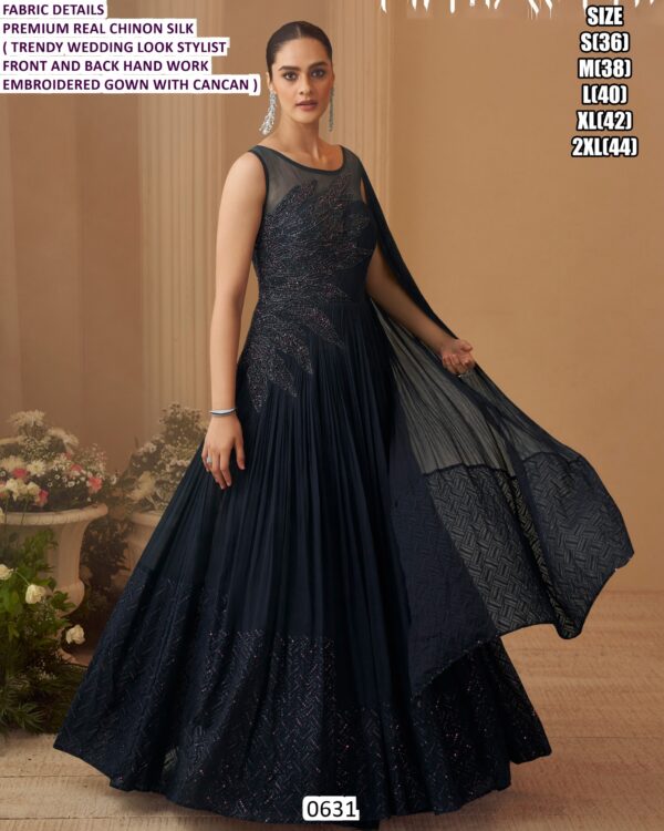 Premium Party Wear Embroidered Gown For Women With Cancan