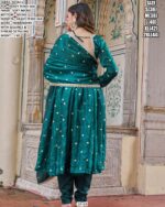 Heavy Fendi Silk Embroidered Suit Set With Dupatta For Women