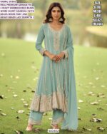 Women’s Designer Short Anarkali Set With Heavy Beads Work And Dupatta