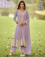 Women’s Designer Short Anarkali Set With Heavy Beads Work And Dupatta