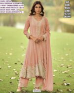 Women’s Designer Short Anarkali Set With Heavy Beads Work And Dupatta