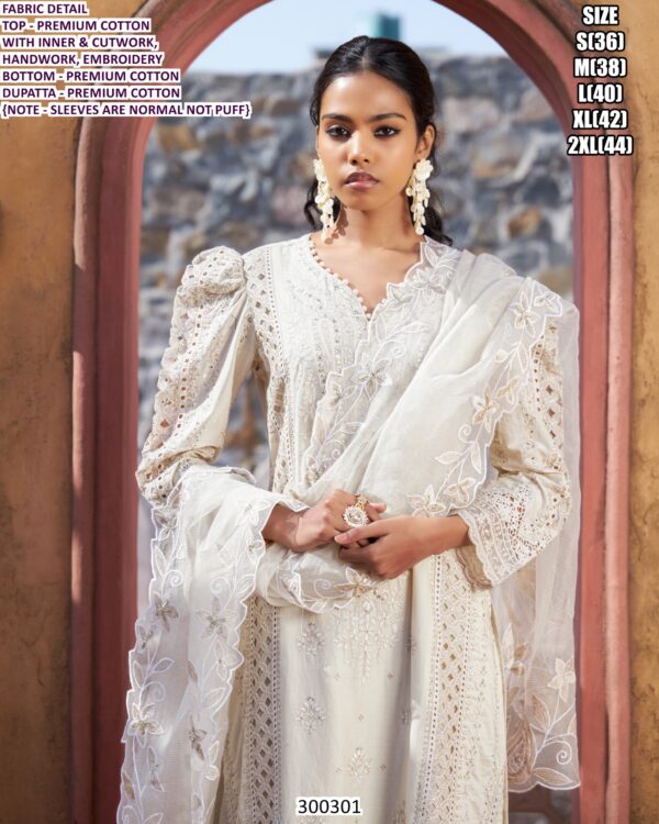 Designer Cotton Kurta Pant Set With Handwork And Cutwork Detailingwith Dupatta For Women