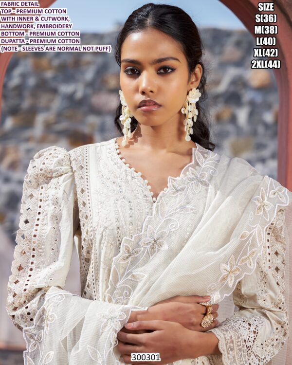 Designer Cotton Kurta Pant Set With Handwork And Cutwork Detailingwith Dupatta For Women