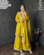 Premium Party Wear Simmer Silk Suit Set With Dupatta