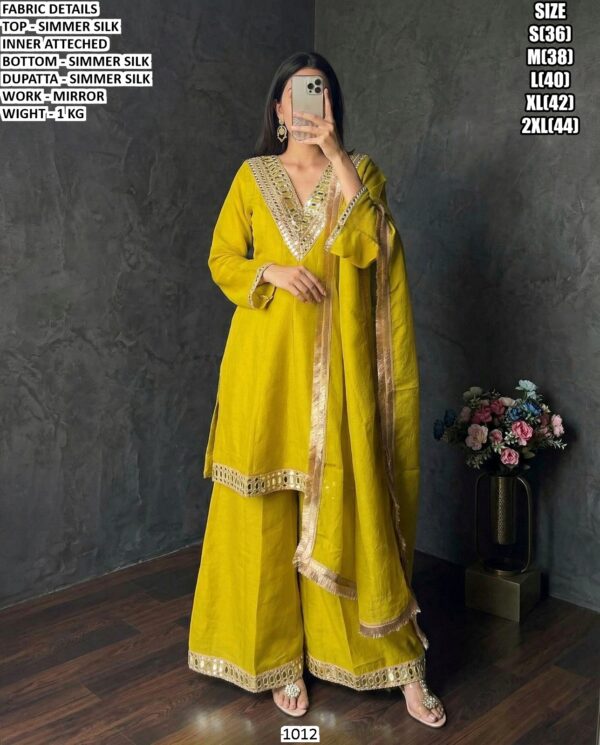 Premium Party Wear Simmer Silk Suit Set With Dupatta