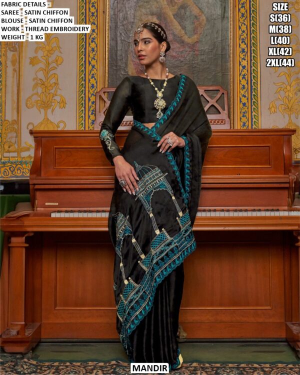 Stylish Embroidered Saree For Women With Statement Border Detailing