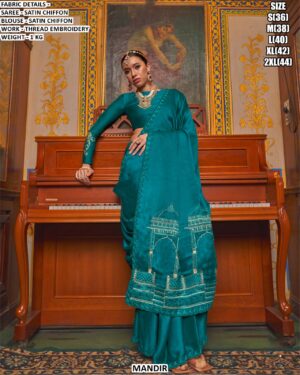 Stylish Embroidered Saree For Women With Statement Border Detailing