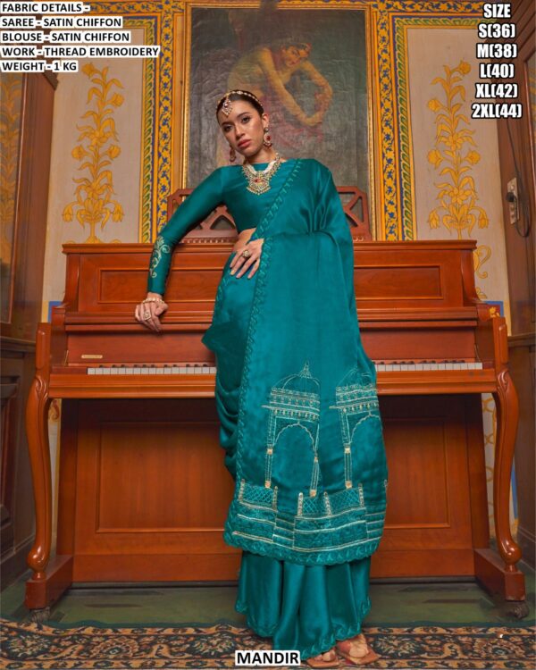 Stylish Embroidered Saree For Women With Statement Border Detailing