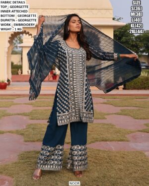 Designer Georgette Embroidered Suit Set With Dupatta For Women